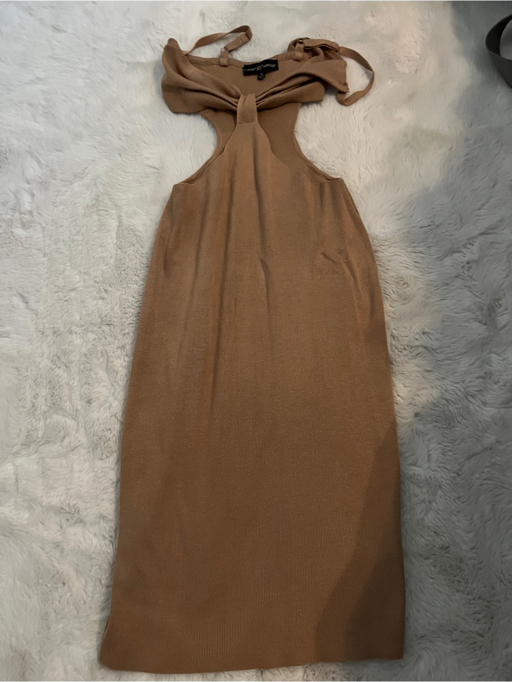 Almost Famous Beige Tie-Front Knit Tank - Picture 1 of 4